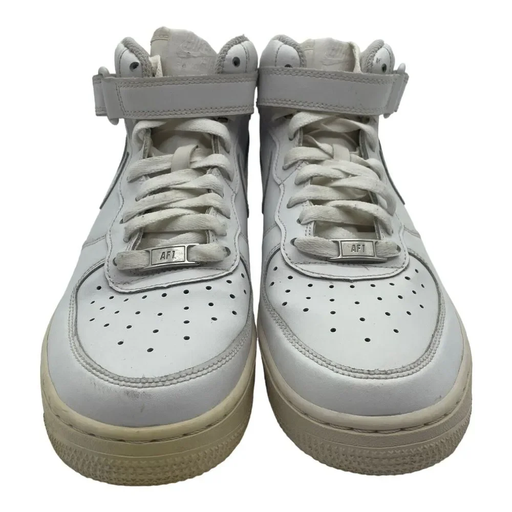 Nike Air Force 1 Mid Sneakers GS Triple White 314195-113 Kids Size 7Y Womens 8.5